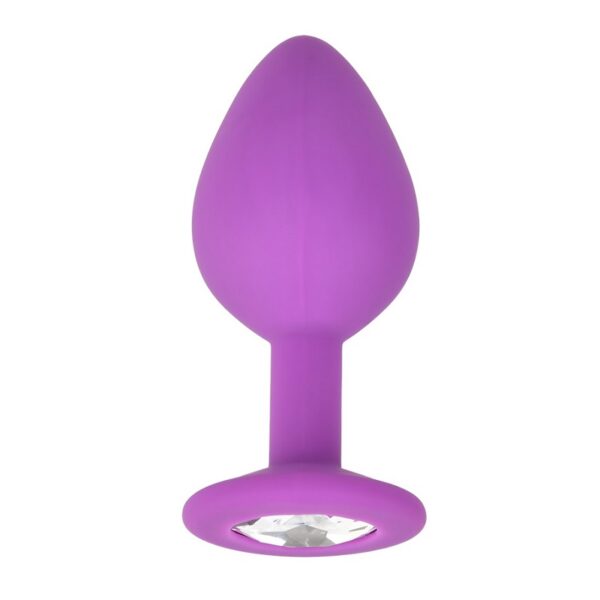 Loving Joy Jewelled Silicone Butt Plug Purple - Medium - Image 3