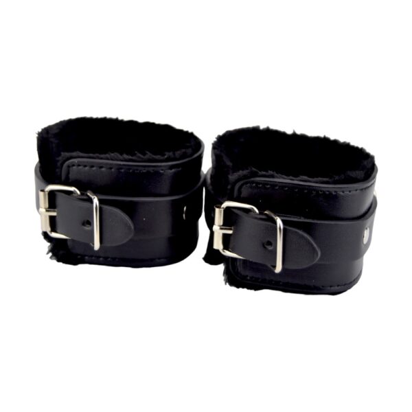 Bound to Please Furry Plush Wrist Cuffs Black - Image 5