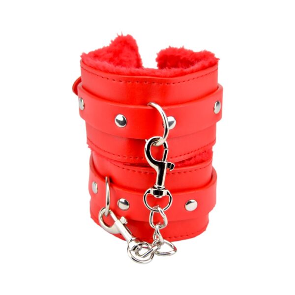 Bound to Please Furry Plush Wrist Cuffs Red - Image 7