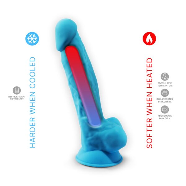 SilexD 7 inch Realistic Silicone Dual Density Dildo with Suction Cup and Balls Blue - Image 6