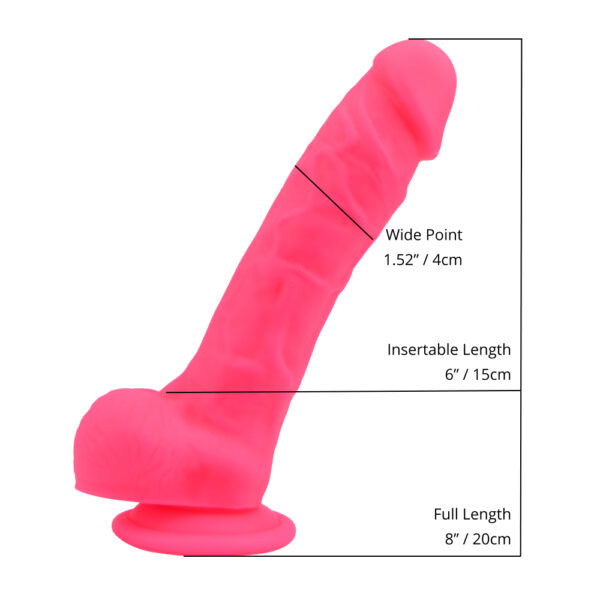 Loving Joy 8 Inch Realistic Silicone Dildo with Suction Cup and Balls Pink - Image 6