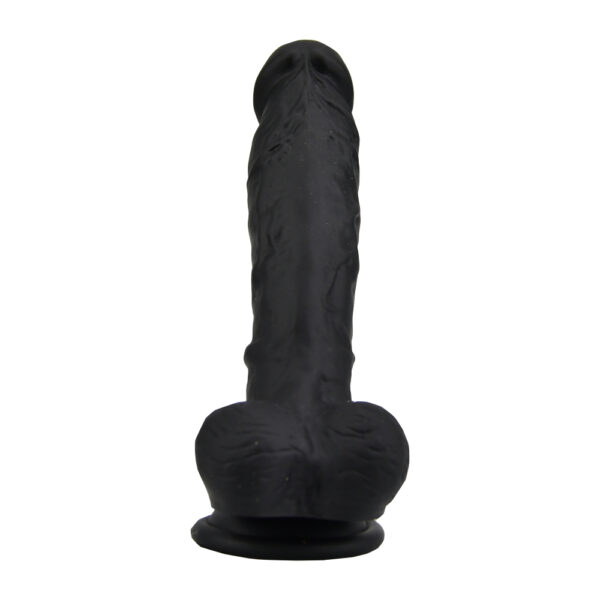 Loving Joy 8 Inch Realistic Silicone Dildo with Suction Cup and Balls Black - Image 4