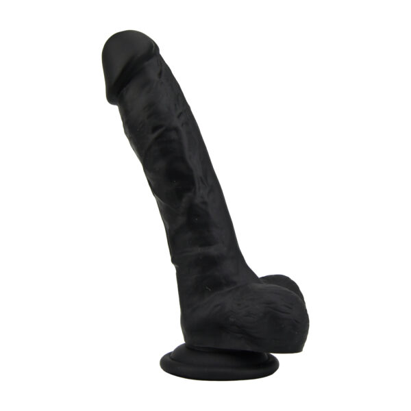 Loving Joy 8 Inch Realistic Silicone Dildo with Suction Cup and Balls Black - Image 5