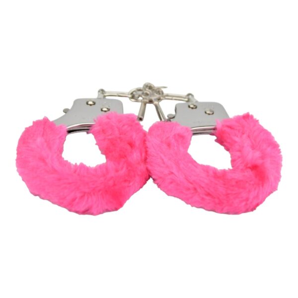 Bound to Play. Heavy Duty Furry Handcuffs Pink - Image 3