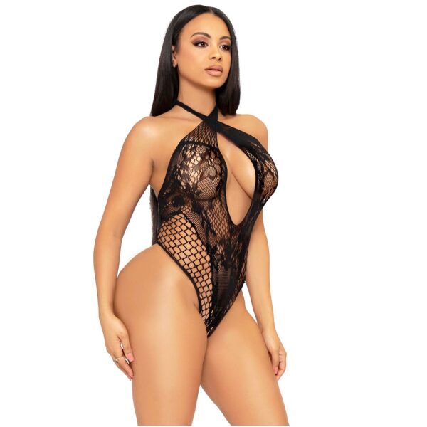 Leg Avenue Lace and Net Halter Teddy - Image 5