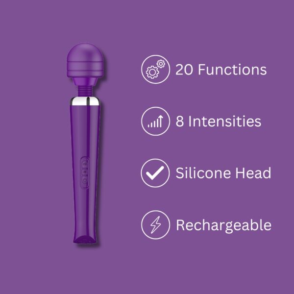 Loving Joy Rechargeable Magic Wand Vibrator Purple - Image 3