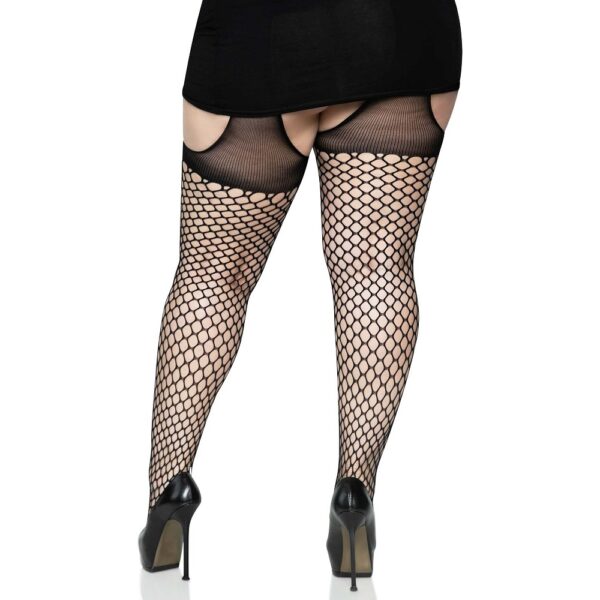 Leg Avenue Lace Oval Net Suspender Tights Plus Size - Image 5