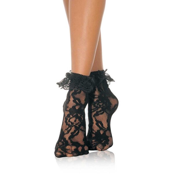 Leg Avenue Lace Ankle Socks with Ruffle Trim - Image 3