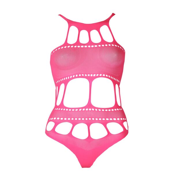 Cut Out Thong Bodysuit Neon Pink Plus Size - Image 7