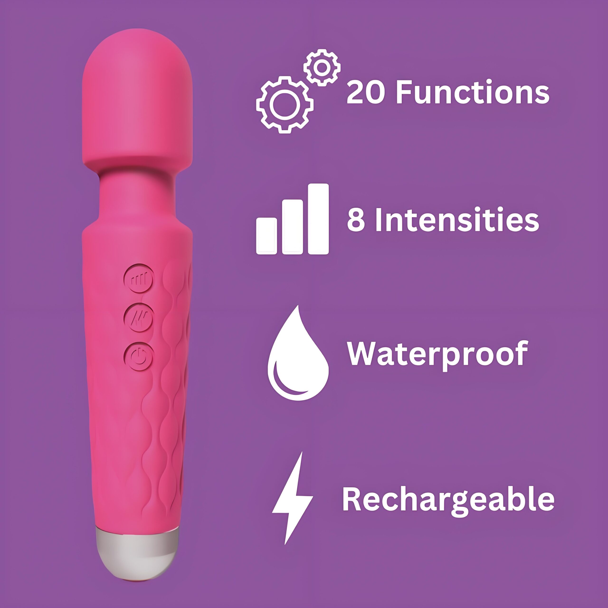 Loving Joy 20 Function Wand Vibrator Pink - Image 8